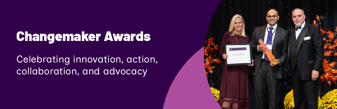 Changemaker Awards - a smiling face facing the front and another looking to the side