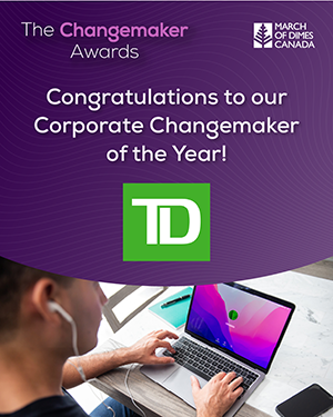 The Changemaker Awards: Congratulations to our Corporate Changemaker of the Year - TD! (person using a laptop)
