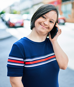 smiling woman on cellphone