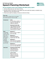 Speech Planning Worksheet
