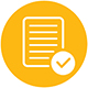 Yellow icon of document with a checkmark