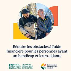 Un homme en fauteuil roulant parle avec son soignant - Logos de la MDSC et CCEA