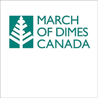 March of Dimes Canada logo - green evergreen tree with branch missing