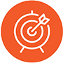 Mission icon of arrow in a bullseye