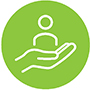 Purpose icon of hand supporting a person