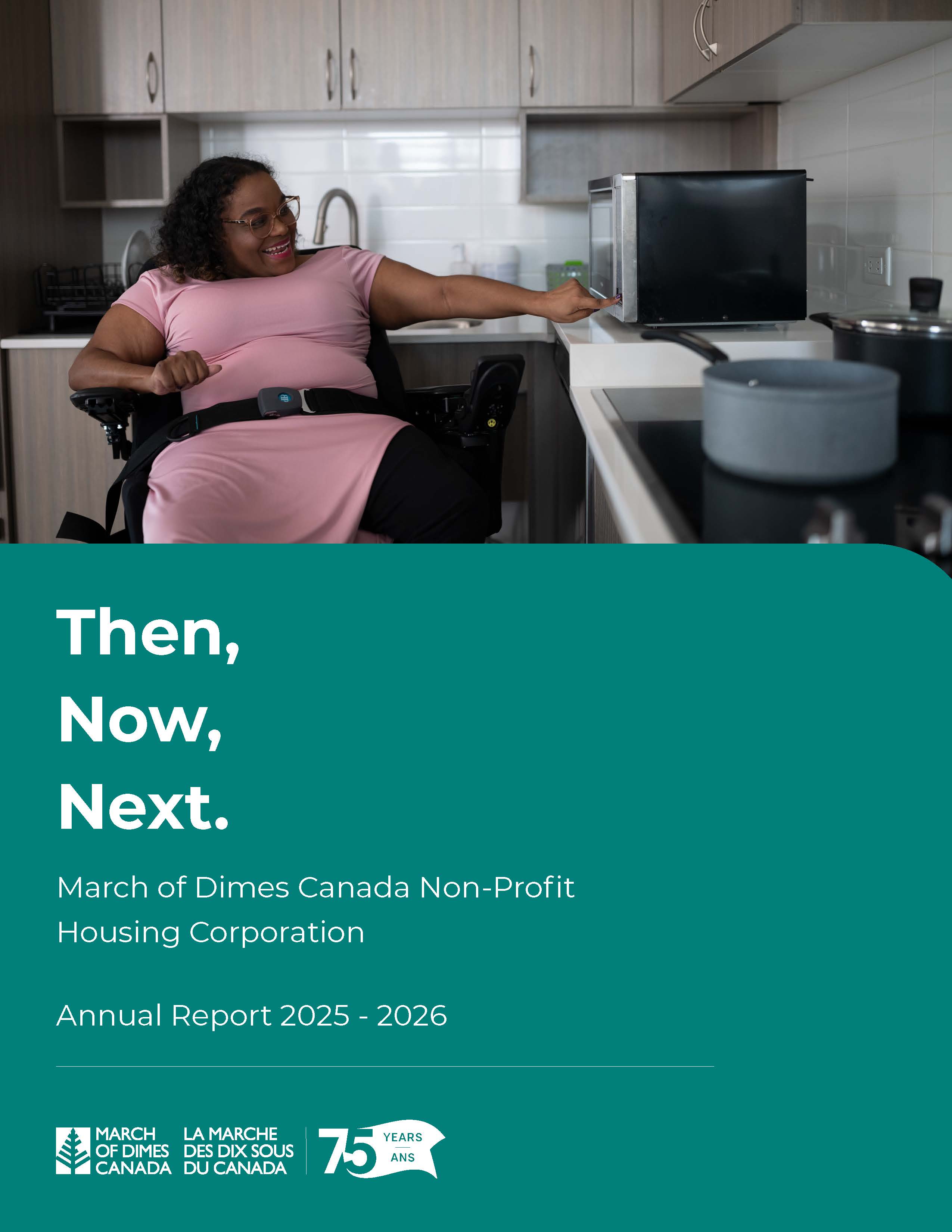 MODC Non-Profit Housing Corporation 2025-2026 Annual Report - No Limits: Celebrating Strength, Inspiring Change (Smiling man wearing casual clothes and a baseball hat sitting in a manual wheelchair)