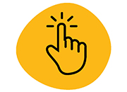 Yellow download icon - clicking finger