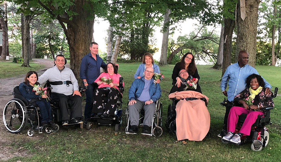 Couples retreat participants in the park