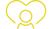 icon on a person in front of a heart