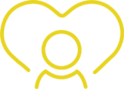 icon on a person in front of a heart