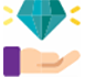 icon of a diamond above a hand