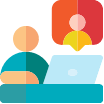 icon of people talking online using a computer