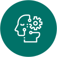 head with gear in brain area icon