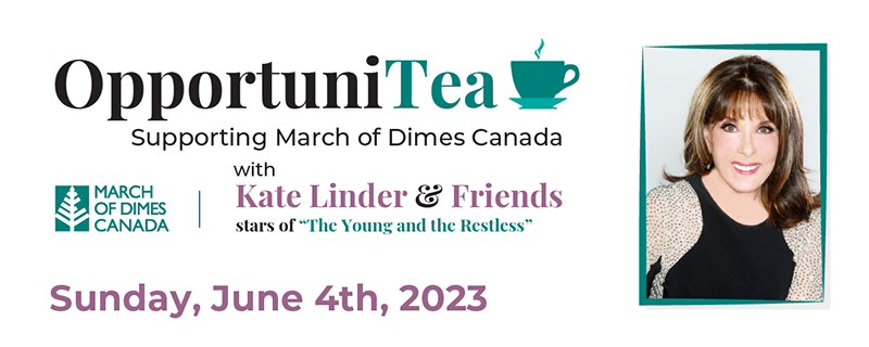 OpportuniTea logo with image of Kate Linder