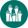 Hands held high icon