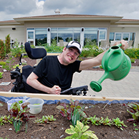 Non-profit housing resident gardening