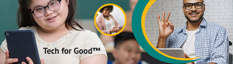 Smiling people using tablets and cellphones