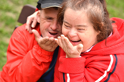 Developmentally disabled woman with father
