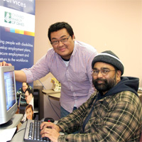 Employment Services client using computer