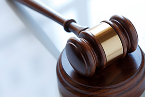 Gavel resting on a block