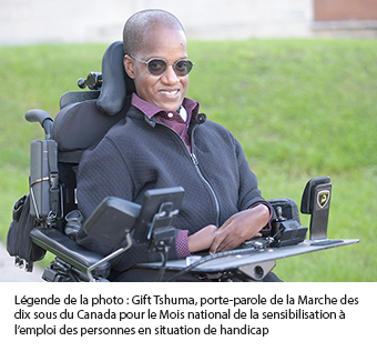 Gift Tshuma, porte-parole de MDSC pour le Mois national de la sensibilisation à l’emploi des personnes en situation de handicap